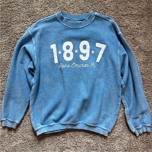 Corded Crew Blue AOII Crewneck Sweatshirt Size Small